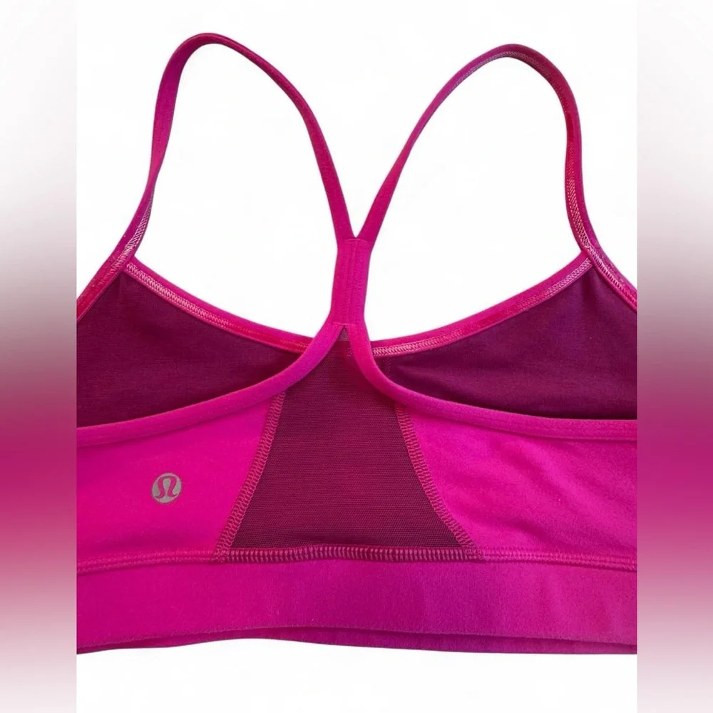 Lululemon Flow Y Bra IV Size 10 - Fuchsia Pink Mesh Y-Back Yoga Top